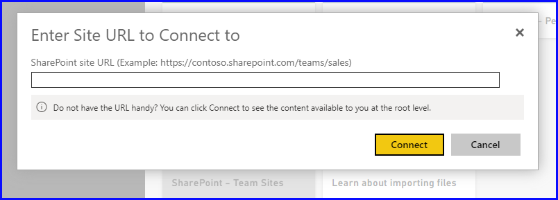 Enter the SharePoint Site URL