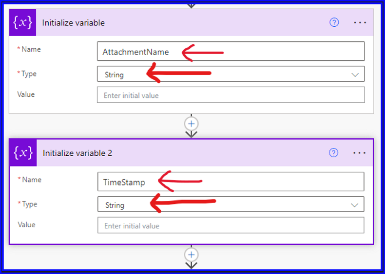 Power Automate Initialize Variables