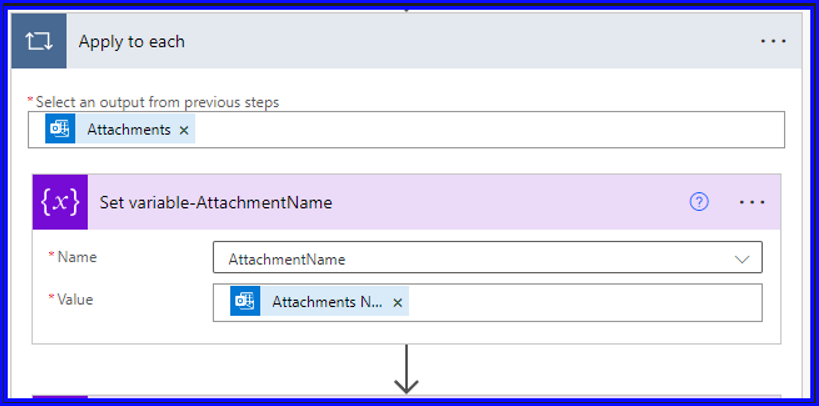 Power Automate Set Variable Attachment Name