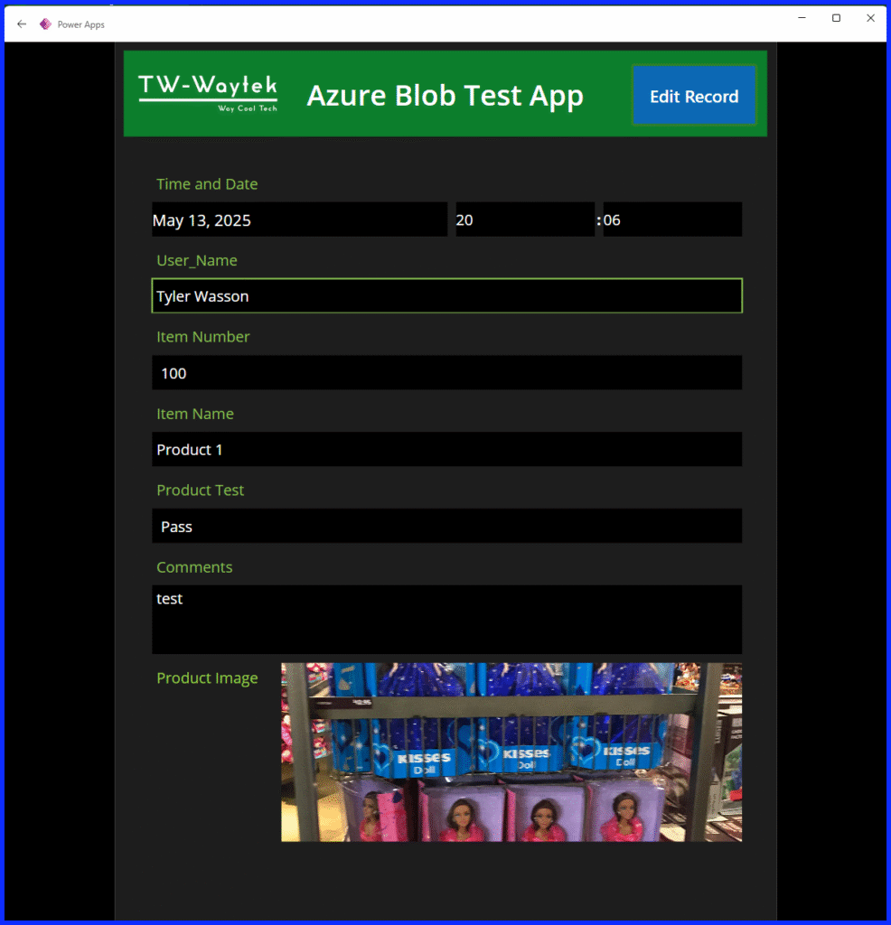 Power App Form Screen Filled In