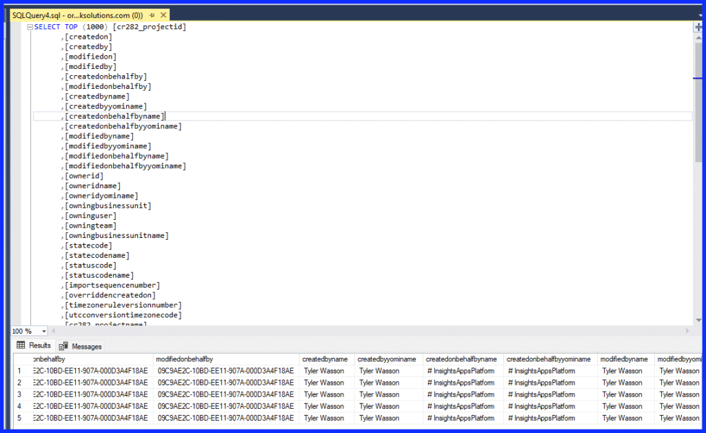 Dataverse Table Query in SQL
