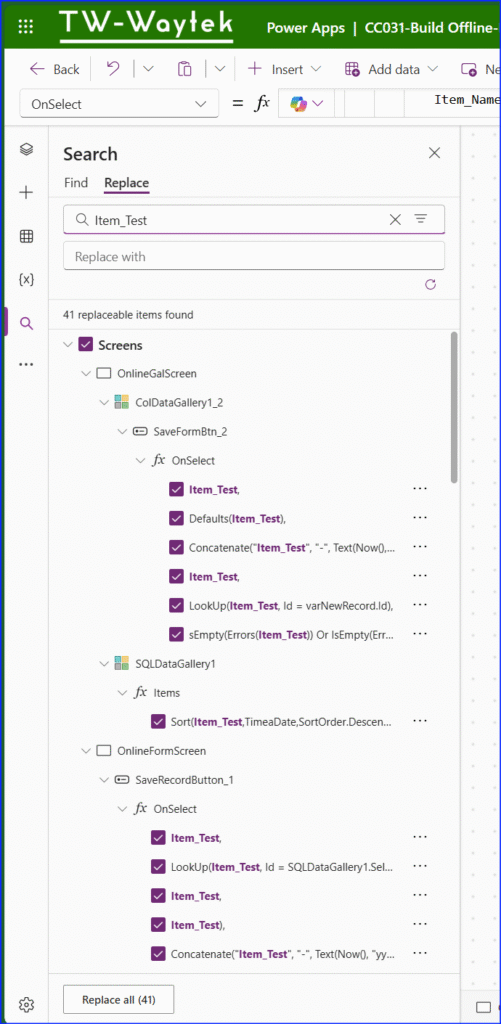 Canvas Apps Global Search and Replace Tool